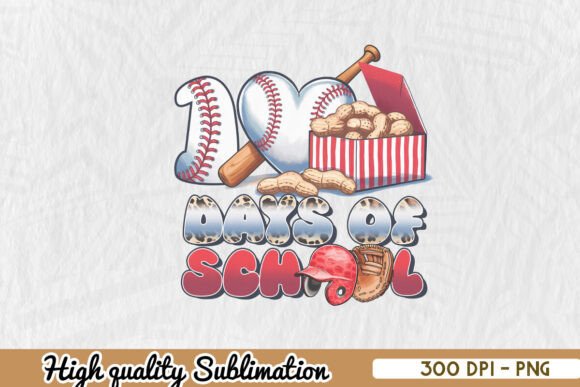 100 Days of School Baseball Teacher PNG