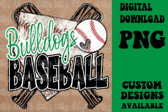 Bulldogs Baseball School Mascot Green Graphics