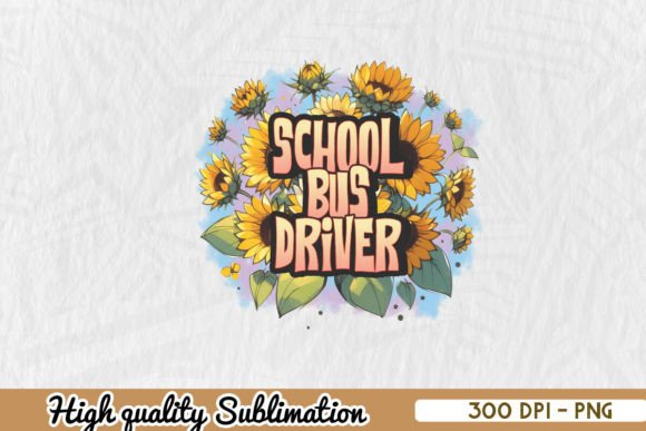 Floral School Bus Driver PNG: A Vibrant Graphic Design Asset for Crafts and Local Business Branding
