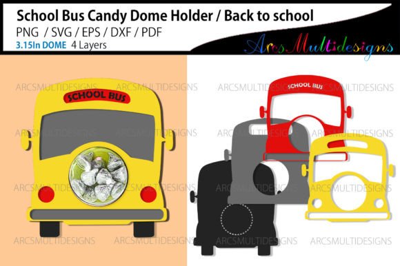 School Bus Candy Dome Holder: A Playful Graphic Design Asset for Creative Content