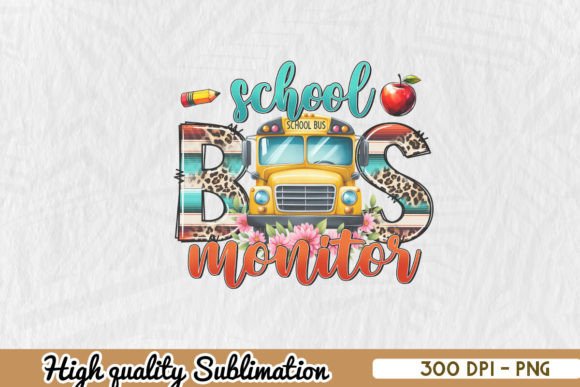 School Bus Monitor Sublimation PNG for Crafts and Graphics Projects