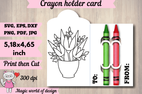 Tulips Flower Coloring Card Holder Svg